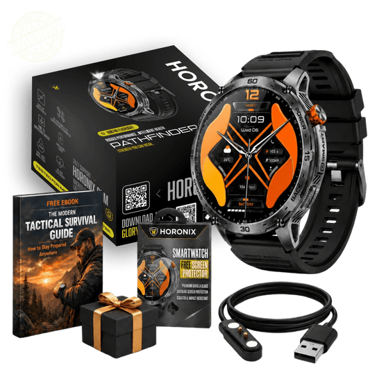 Horonix Pathfinder Ultra Smartwatch – rugged tactical watch for men in black
